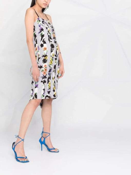 Off-White  floral-print tie detail dress - Image 4