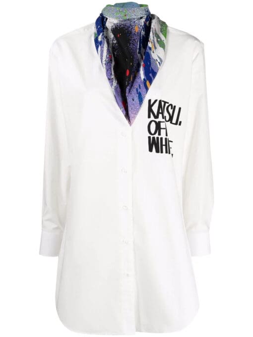 Off-White  x KATSU bandana-detail logo-print shirt dress