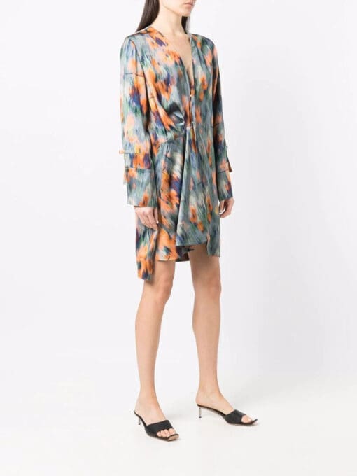 Off-White  abstract-print draped dress - Image 3