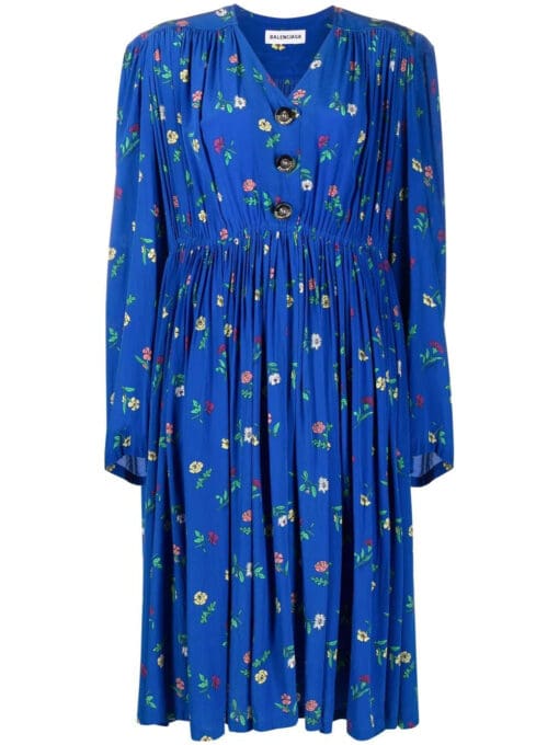 Balenciaga  Oversized floral-print silk dress