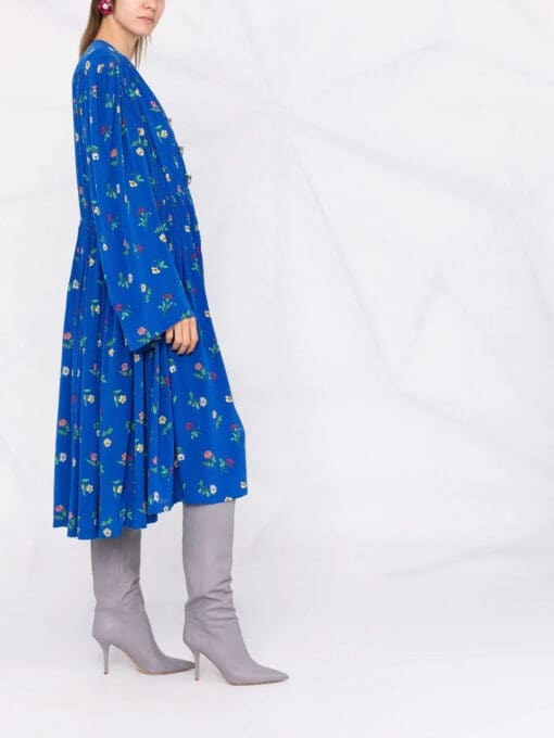 Balenciaga  Oversized floral-print silk dress - Image 4