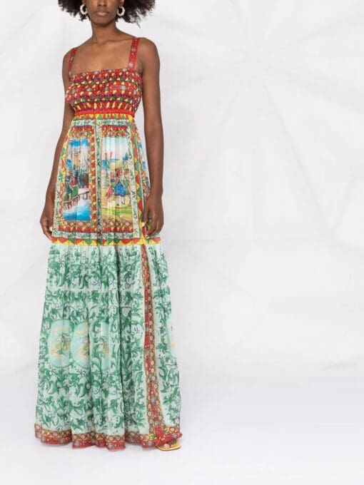 Dolce & Gabbana  Carretto-print long chiffon dress - Image 2