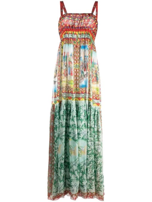 Dolce & Gabbana  Carretto-print long chiffon dress