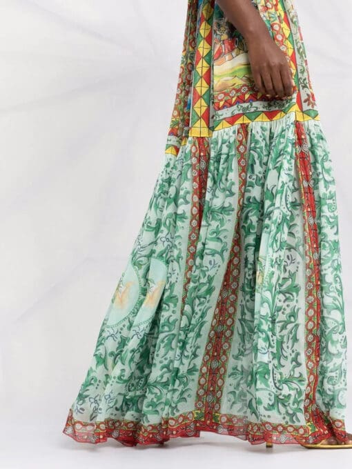 Dolce & Gabbana  Carretto-print long chiffon dress - Image 3