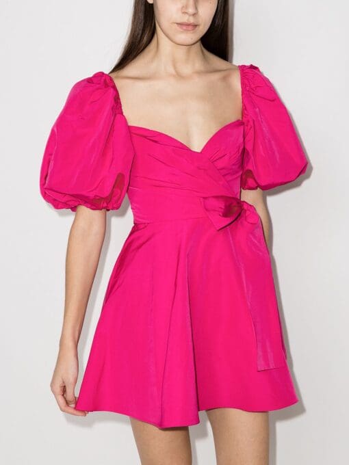 Valentino Garavani  puff-sleeve V-neck minidress - Image 2