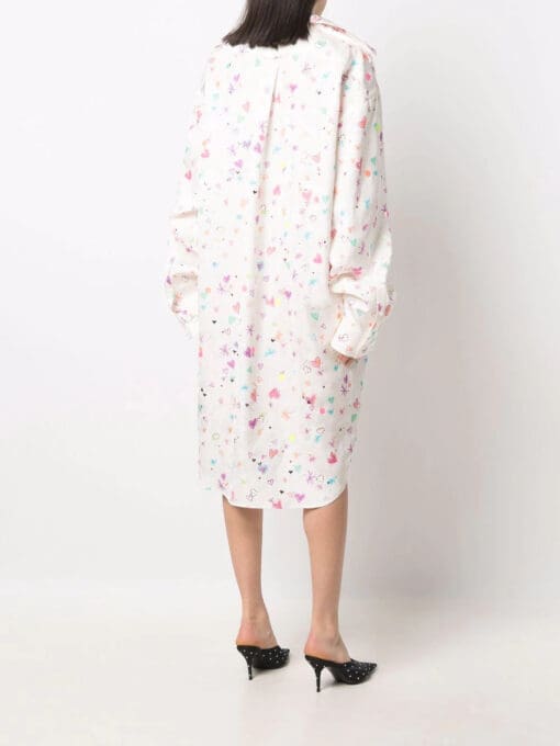 Balenciaga  heart-print twisted shirt dress - Image 4