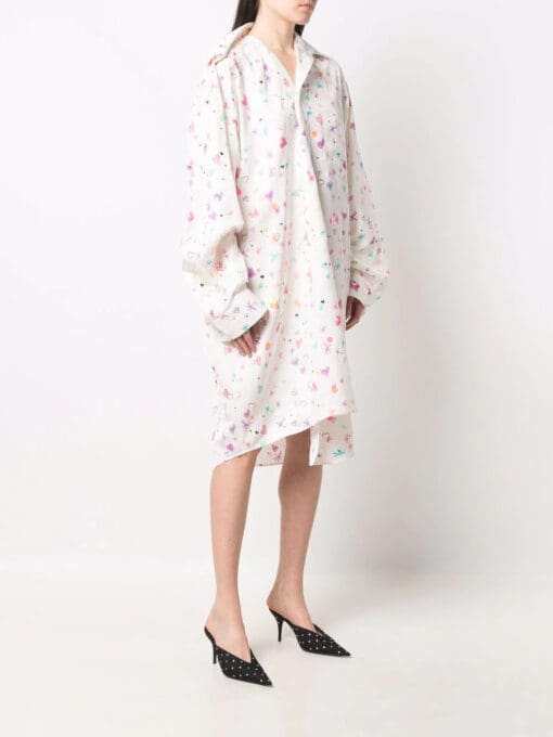 Balenciaga  heart-print twisted shirt dress - Image 3