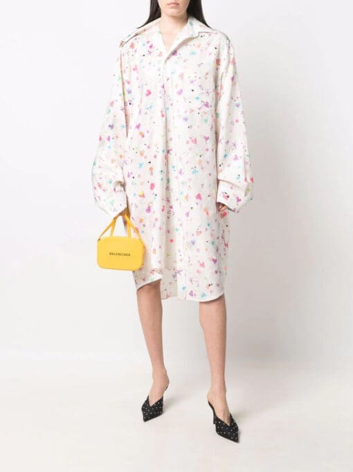 Balenciaga  heart-print twisted shirt dress - Image 2