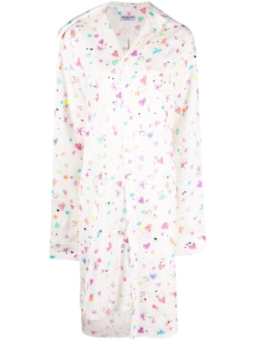 Balenciaga  heart-print twisted shirt dress