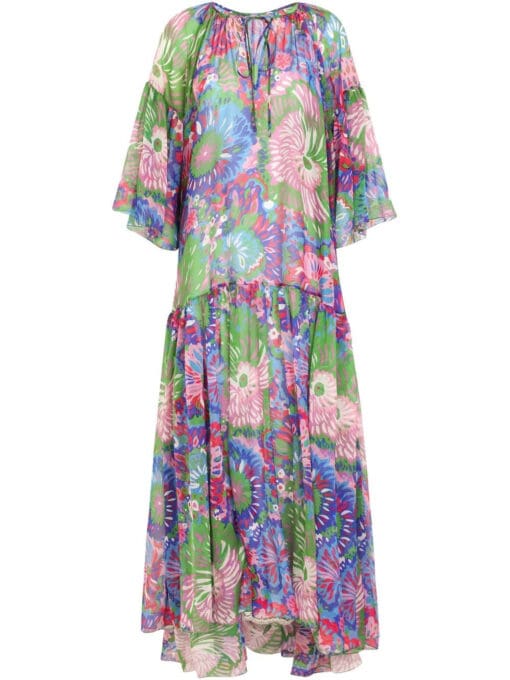 Dolce & Gabbana  60s-print long chiffon caftan