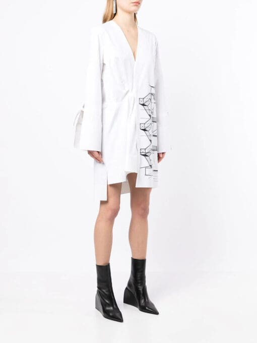 Off-White  graphic-print tied-sleeves mini dress - Image 3