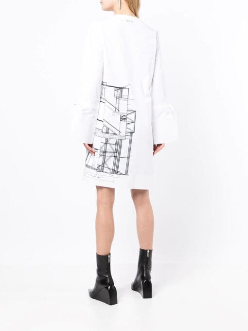 Off-White  graphic-print tied-sleeves mini dress - Image 4