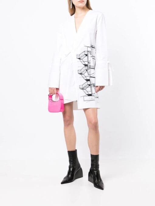 Off-White  graphic-print tied-sleeves mini dress - Image 2