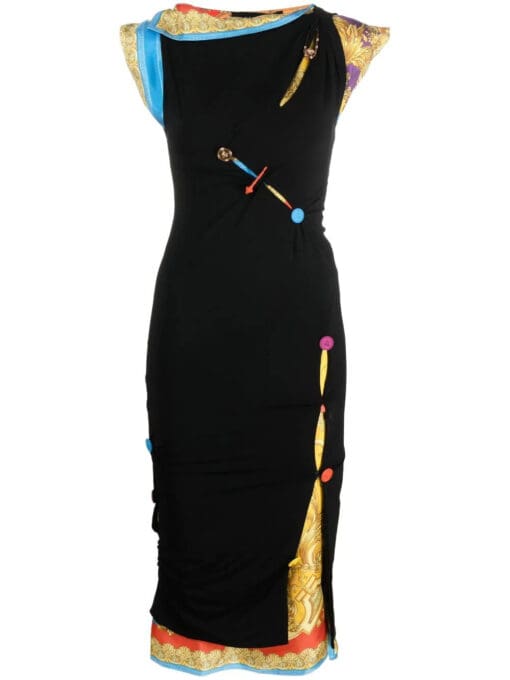 Versace  sleeveless button-embellished midi dress