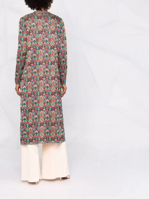 Valentino Garavani  jacquard Optical-pattern lurex long cardigan - Image 4