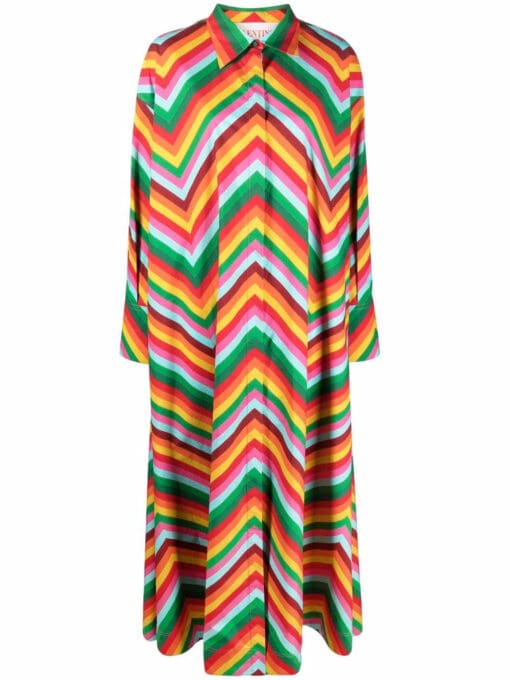 Valentino Garavani  chevron print shirt maxi dress