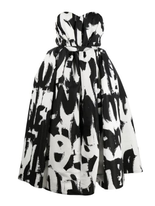 Alexander McQueen  McQueen Graffiti print strapless dress