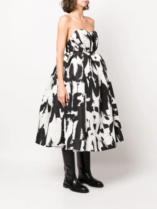 Alexander McQueen  McQueen Graffiti print strapless dress - Image 3