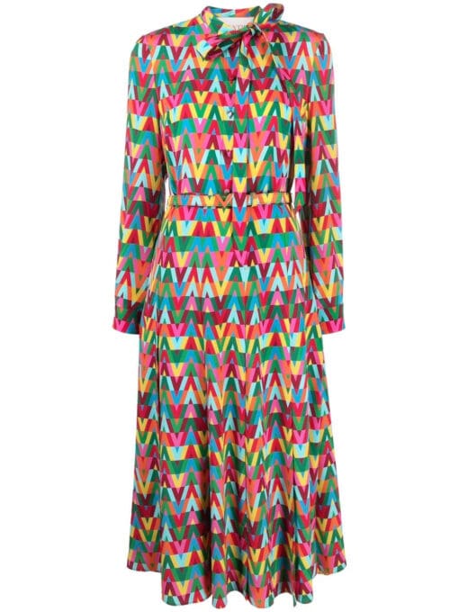 Valentino Garavani  logo-print mid-length dress