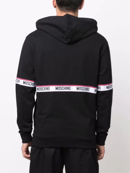 Moschino  logo-tape drawstring hoodie - Image 4