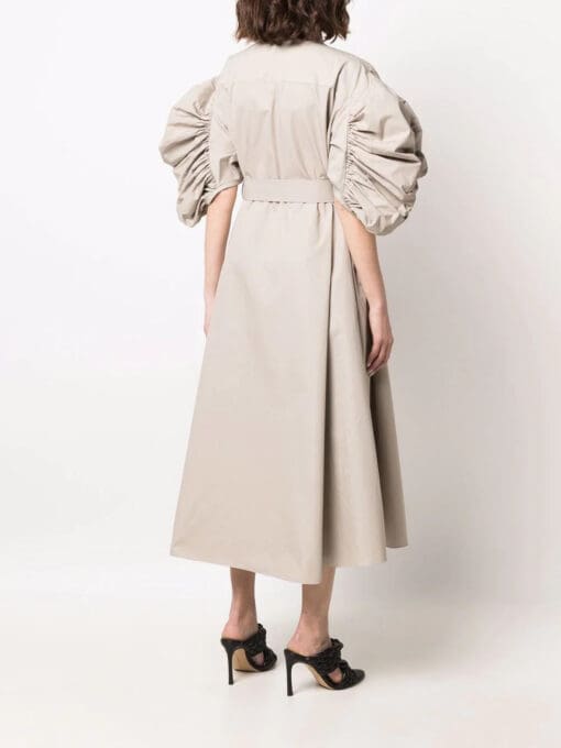 Alexander McQueen  puff-sleeve belted cotton shirt dress - Image 4