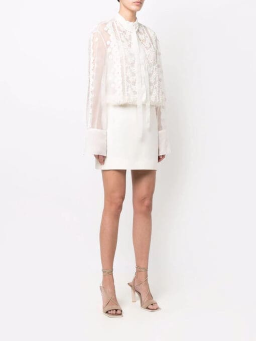 Valentino Garavani  floral-embroidered long-sleeve dress - Image 3