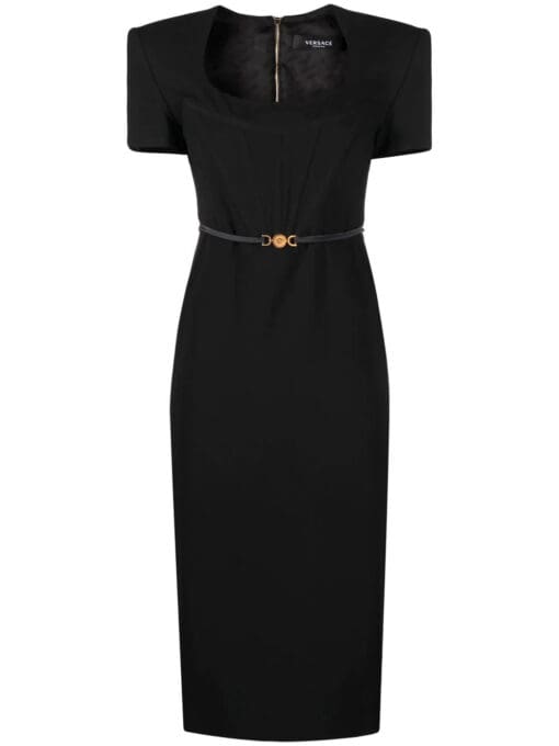 Versace  Medusa plaque belted midi dress