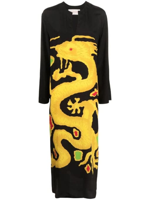 Valentino Garavani  graphic-print silk maxi dress