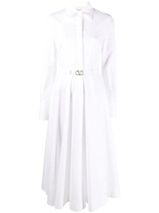 Valentino Garavani  logo-buckle cotton popeline midi dress