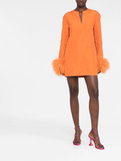 Valentino Garavani  feather-trim minidress - Image 2