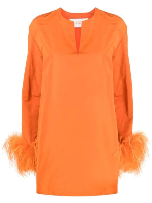 Valentino Garavani  feather-trim minidress