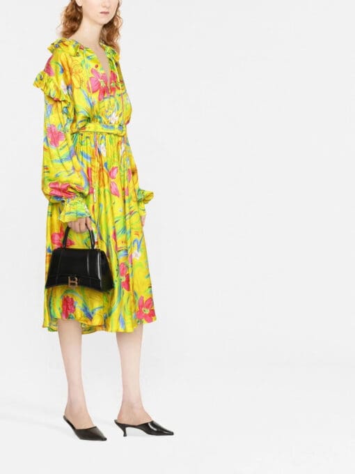 Balenciaga  floral jacquard off-shoulder dress - Image 3