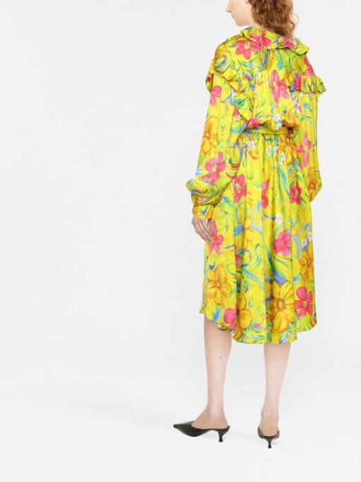 Balenciaga  floral jacquard off-shoulder dress - Image 4