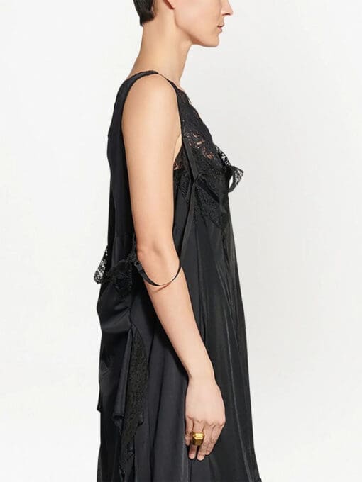 Balenciaga  lace-trim sleeveless asymmetric-hem dress - Image 4