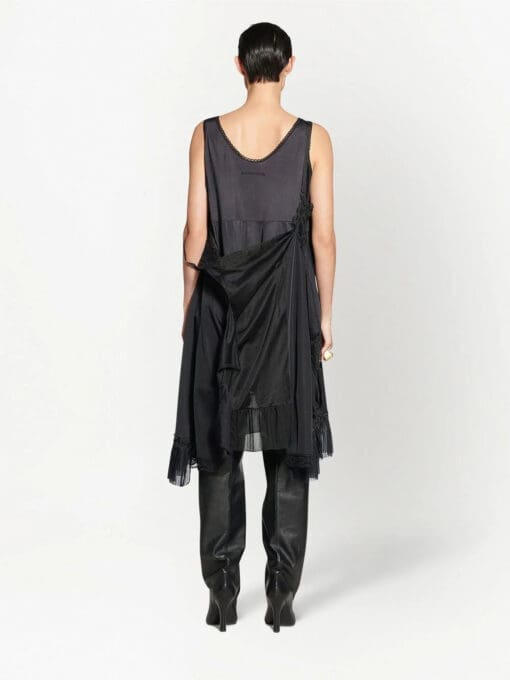 Balenciaga  lace-trim sleeveless asymmetric-hem dress - Image 3