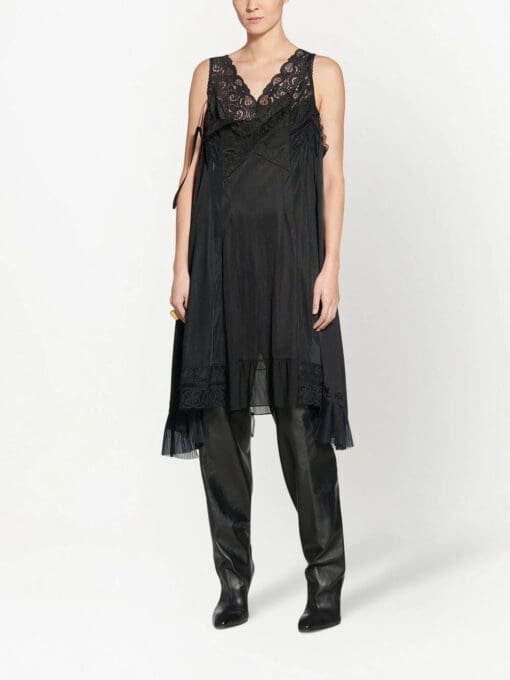 Balenciaga  lace-trim sleeveless asymmetric-hem dress - Image 2