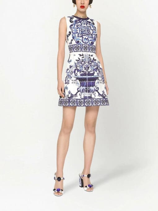 Dolce & Gabbana  Majolica-print brocade mini dress - Image 3