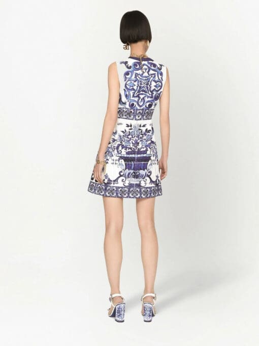 Dolce & Gabbana  Majolica-print brocade mini dress - Image 4