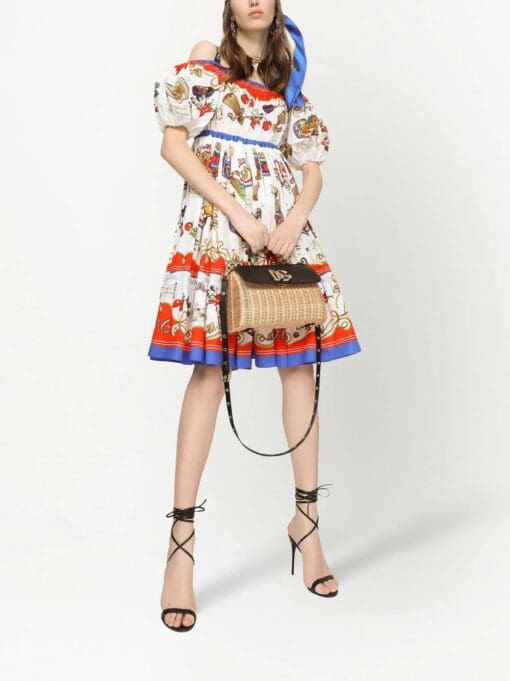 Dolce & Gabbana  cold-shoulder graphic=print dress - Image 2