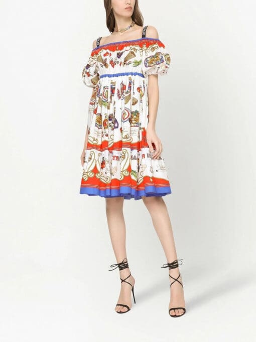 Dolce & Gabbana  cold-shoulder graphic=print dress - Image 3