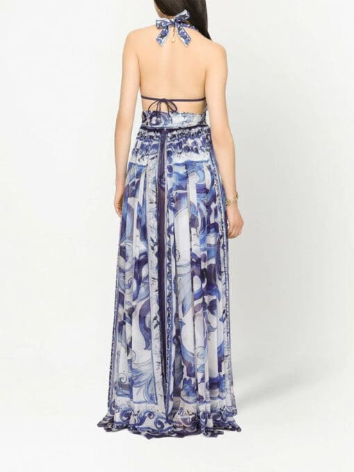 Dolce & Gabbana  Majolica-print halterneck maxi dress - Image 4