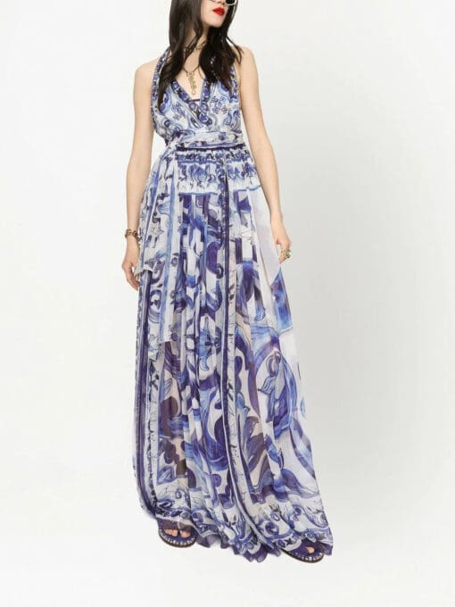 Dolce & Gabbana  Majolica-print halterneck maxi dress - Image 2