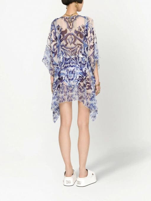 Dolce & Gabbana  Majolica-print silk kaftan dress - Image 4