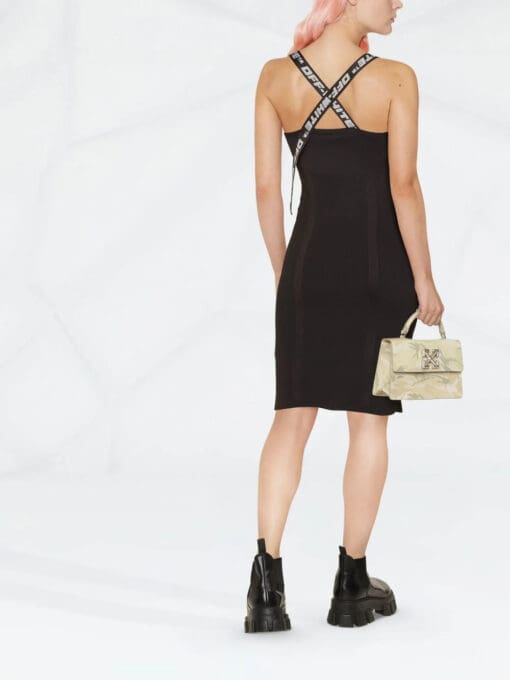 Off-White  logo straps V-neck mini dress - Image 4