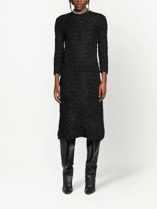 Balenciaga  metallic-woven wool midi dress - Image 2