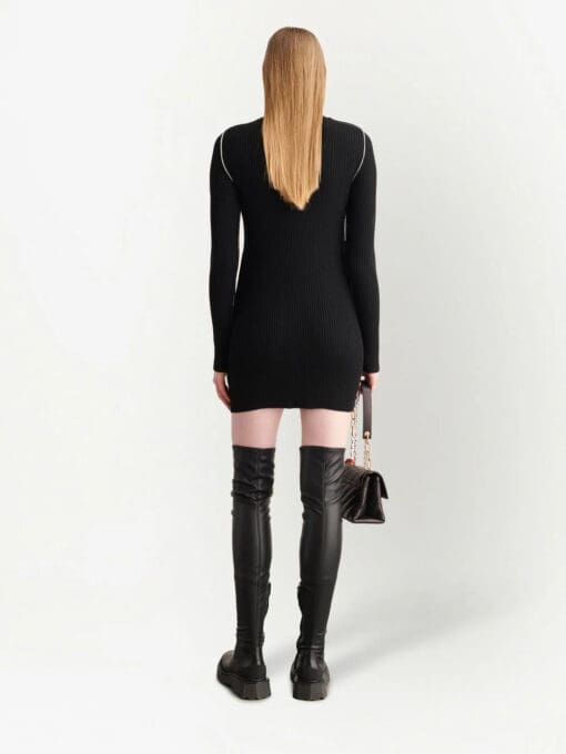 Off-White  embroidered-logo ribbed mini dress - Image 4