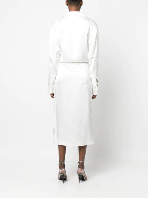 Off-White  twist-front satin shirt midi dress - Image 4