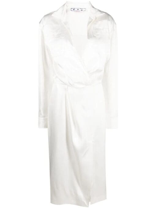 Off-White  twist-front satin shirt midi dress