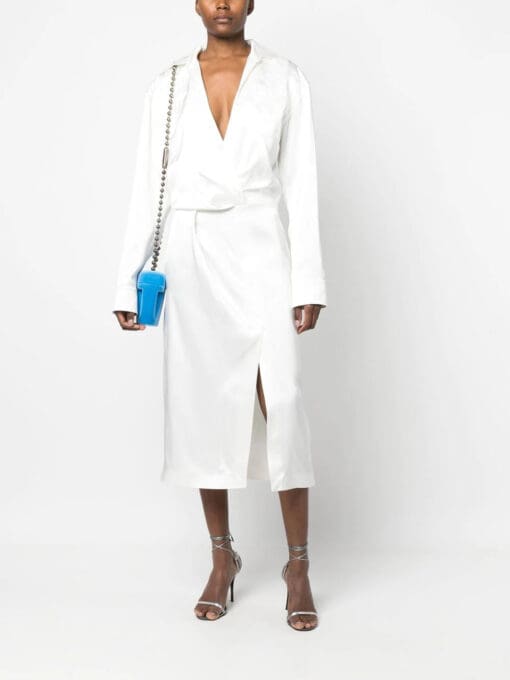 Off-White  twist-front satin shirt midi dress - Image 2