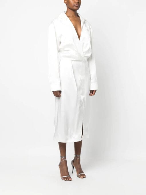 Off-White  twist-front satin shirt midi dress - Image 3